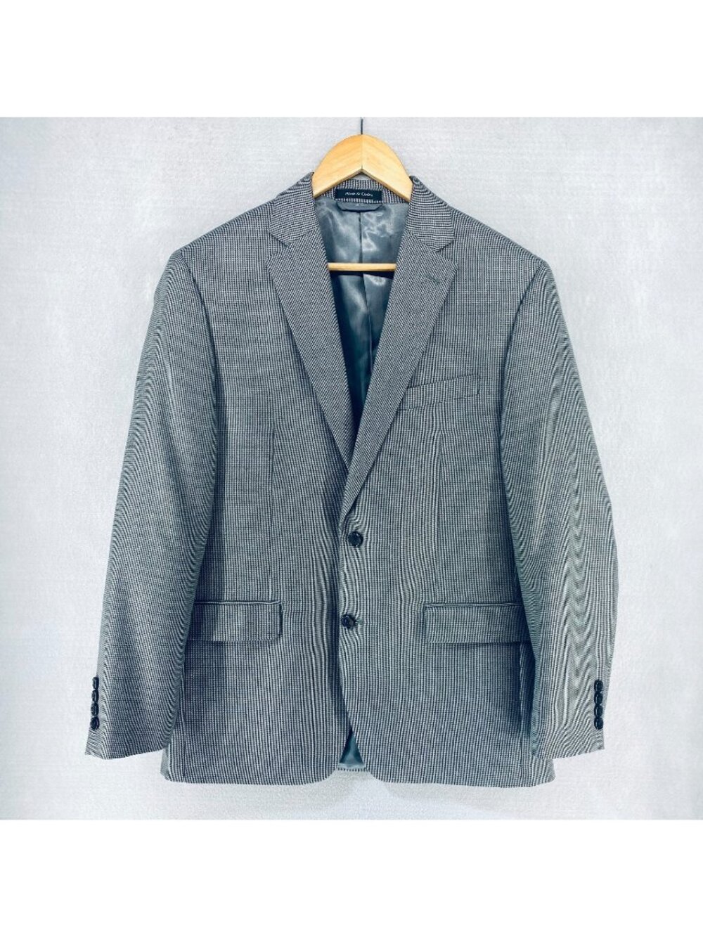 Lauren Ralph Lauren Blazer Mens 40R Gray Houndstooth Sport Coat Jacket Wedding
